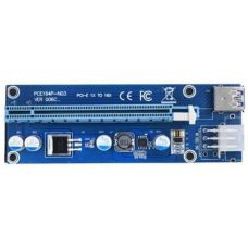 Райзер PCI-E x1 to 16x 60cm USB 3.0 Cable SATA to 6Pin Power v.006C Blue