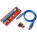 Райзер PCI-E x1 to 16x 60cm USB 3.0 Cable 15Pin SATA Power v.007S Red фото  - 0