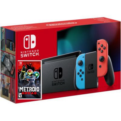 Nintendo Switch Neon Blue-Red (Upgraded version) + Игра Metroid Dread