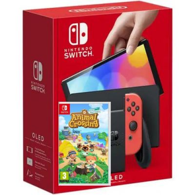 Nintendo Switch (OLED model) Neon Blue-Red + Игра Animal Crossing: New Horizons (русская версия)