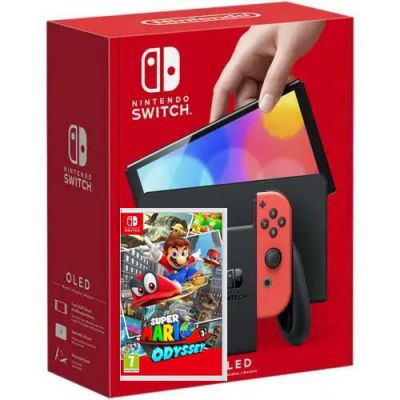 Nintendo Switch (OLED model) Neon Blue-Red + Игра Super Mario Odyssey