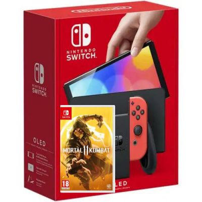 Nintendo Switch (OLED model) Neon Blue-Red + Игра Mortal Kombat 11