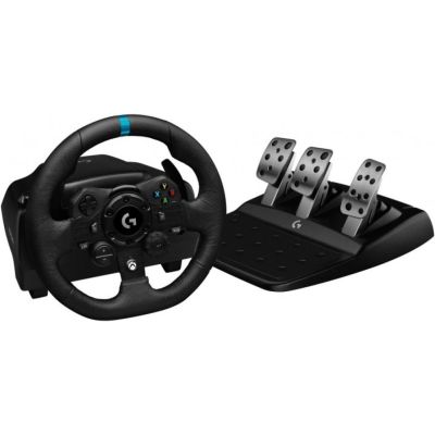 Комплект 3 в 1 Кермо та педалі Logitech G923 Racing Wheel and Pedals (941-000149) + Важіль перемикання передач Logitech G Driving Force Shifter (941-000119, 941-000130) PS4, PS5, PC