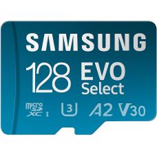 Карта пам'яті Samsung EVO Select microSDXC 130MB/s Full HD & 4K UHD, UHS-I, U3, A2, V30 128Gb + SD-adapter (MB-ME128KA/AM)