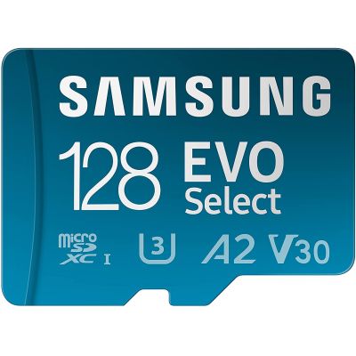 Карта памяти Samsung EVO Select microSDXC 130MB/s Full HD & 4K UHD, UHS-I, U3, A2, V30 128Gb + SD-adapter (MB-ME128KA/AM)