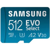 Карта памяти Samsung EVO Select microSDXC 130MB/s Full HD & 4K UHD, UHS-I, U3, A2, V30 512Gb + SD-adapter (MB-ME512KA/AM)