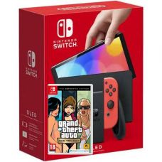 Nintendo Switch (OLED model) Neon Blue-Red + GTA Trilogy The Definitive Edition ...