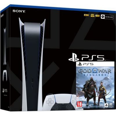 Sony PlayStation 5 White 825Gb Digital Edition + God of War: Ragnarok (русская версия)