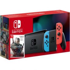 Nintendo Switch Neon Blue-Red (Upgraded version) + Игра The Witcher 3: Wild Hunt (русская версия)