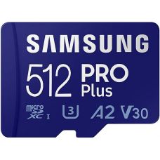 Карта пам'яті Samsung PRO Plus microSDXC 130MB/s Full HD & 4K UHD, UHS-I, U3, A2, V30 512Gb + SD-adapter (MB-MD512KA/AM)