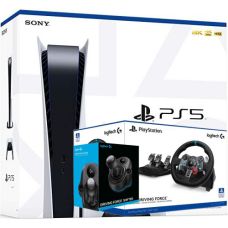 Sony PlayStation 5 White 825Gb + Кермо та педалі Logitech G29 Driving Force Racing Wheel + Важіль перемикання передач Logitech G Driving Force Shifter