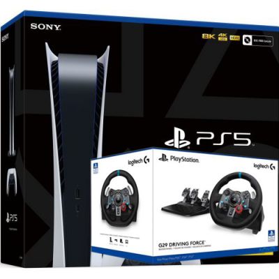 Sony PlayStation 5 White 825Gb Digital Edition + Кермо та педалі Logitech G29 Driving Force Racing Wheel