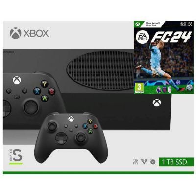 Microsoft Xbox Series S 1Tb Carbon Black + EA SPORTS FC 24 (русская версия) + доп. Wireless Controller with Bluetooth (Carbon Black)