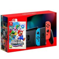 Nintendo Switch Neon Blue-Red (Upgraded version) + Гра Super Mario Bros Wonder (російська версія)