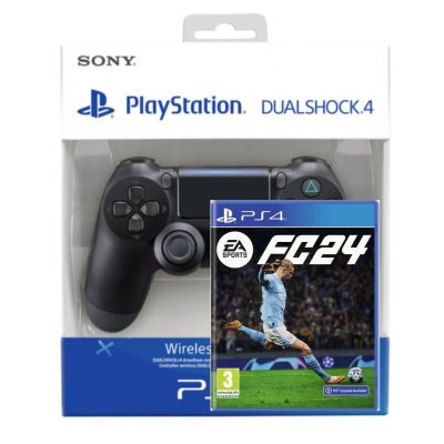 FC 24 (русская версия) (PS4) + Sony DualShock 4 Version 2 (black)