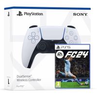 Геймпад Sony DualSense (White) + Игра EA Sports FC 24 (русская версия)