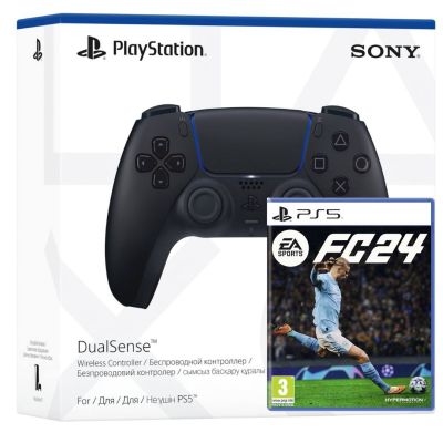 Геймпад Sony DualSense (Midnight Black) + Гра EA Sports FC 24 (російська версія)