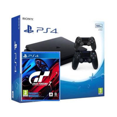 Ігрова консоль Sony Playstation 4 Slim 500Gb + Gran Turismo 7 (російська версія) + DualShock 4 Version 2 (black)