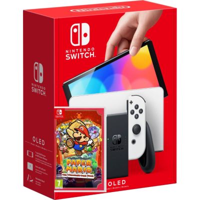 Игровая консоль Nintendo Switch (OLED model) White + Игра Paper Mario: The Thousand-Year Door (английская версия)