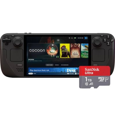 Игровая консоль Valve Steam Deck OLED 512GB Black + Карта памяти SanDisk Ultra 1Tb