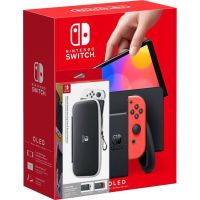 Игровая консоль Nintendo Switch (OLED model) Neon Blue-Red + Чехол + Защитная пленка Carrying Case & Screen Protector