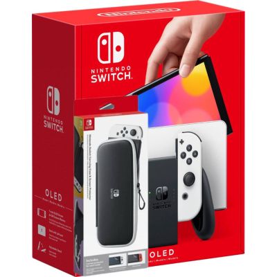 Ігрова консоль Nintendo Switch (OLED model) White + Чохол + Захисна плівка Carrying Case & Screen Protector