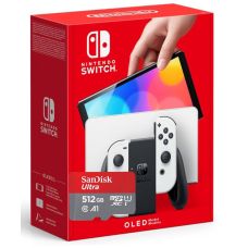 Ігрова консоль Nintendo Switch (OLED model) White + Карта пам'яті SanDisk Ultra 512Gb