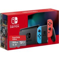 Игровая консоль Nintendo Switch Neon Blue-Red (Upgraded version) + Карта памяти SanDisk Ultra 512Gb