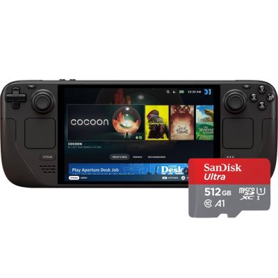 Игровая консоль Valve Steam Deck OLED 1Тb Black + Карта памяти SanDisk Ultra 512Gb