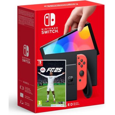 Ігрова консоль Nintendo Switch (OLED model) Neon Blue-Red + Гра EA SPORTS FC 25 (російська версія)