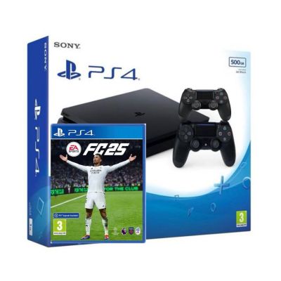 Ігрова консоль Sony Playstation 4 Slim 500Gb + EA SPORTS FC 25 (російська версія) + DualShock 4 Version 2 (black)