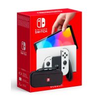 Ігрова консоль Nintendo Switch (OLED model) White + Чохол Deluxe Travel Case (Black) + Захисне скло