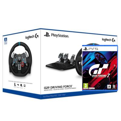 Руль и педали Logitech G29 Driving Force Racing Wheel + Игра Gran Turismo 7 (русская версия) (PS5)