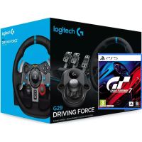 Комплект 4 в 1 Руль и педали Logitech G29 Driving Force Racing Wheel + Рычаг переключения передач Logitech G Driving Force Shifter + Игра Gran Turismo 7 (русская версия) (PS5)