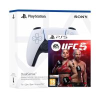 Геймпад Sony DualSense (White) + Игра UFC 5 (английская версия)