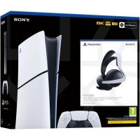 Ігрова консоль Sony PlayStation 5 Slim Digital Edition + Бездротова гарнітура PULSE Elite (White) + Чохол