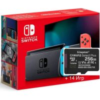 Ігрова консоль Nintendo Switch Neon Blue-Red (Upgraded version) + Карта пам'яті 256Gb + 14 ігор