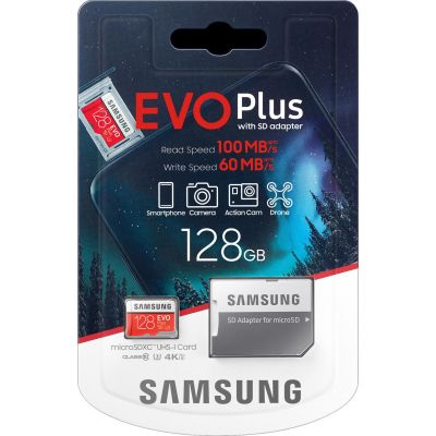 Карта пам'яті Samsung EVO Plus V2 microSDXC 128Gb UHS-I U3 + SD-adapter (MB-MC128HA/RU)