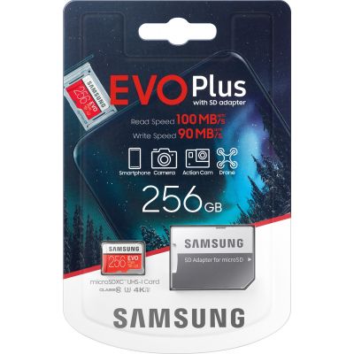 Карта памяти Samsung EVO Plus microSDXC UHS-I U3 256Gb + SD-adapter (MB-MC256HA) 