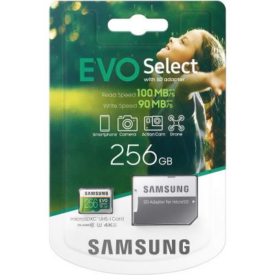 Карта памяти Samsung EVO Select microSDXC UHS-I U3 256Gb + SD-adapter (MB-ME256HA) 