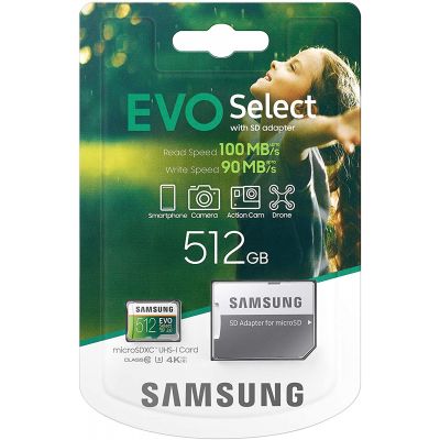 Карта пам'яті Samsung EVO Select microSDXC UHS-I U3 512Gb + SD-adapter (MB-ME512HA)