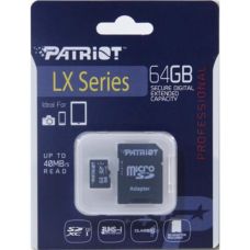 Карта памяти Patriot LX Series microSDXC UHS-I 64GB + SD-adapter (PSF64GMCSDXC10) 