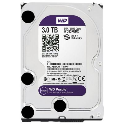 Жорсткий диск 3,5" 3Tb WD SATA III 5400-7200 64Mb Purple (WD30PURX)