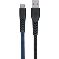 Кабель 2E USB 2.0 to Micro USB Flat fabric urban, Black/Blue, 1m (2E-CCMT-1MBL)