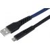 Кабель 2E USB 2.0 to Micro USB Flat fabric urban, Black/Blue, 1m (2E-CCMT-1MBL) фото  - 0