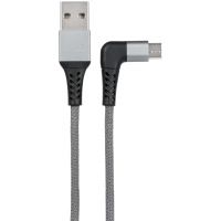 Кабель 2E USB 2.0 to Micro USB right angle Round fabric, Grey, 1m (2E-CCMTR-1MGR)