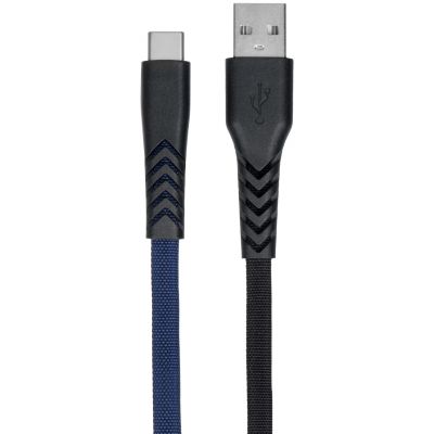 Кабель 2E USB 2.0 to Type-C Flat fabric urban, Black/Blue, 1m (2E-CCTT-1MBL)