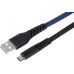 Кабель 2E USB 2.0 to Type-C Flat fabric urban, Black/Blue, 1m (2E-CCTT-1MBL) фото  - 0