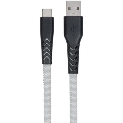 Кабель 2E USB 2.0 to Type-C Flat fabric urban, Grey, 1m (2E-CCTT-1MGR)