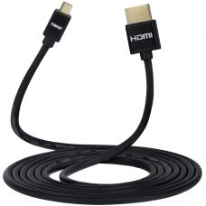 Кабель 2Е HDMI 1.4 (AM/microAM) Slim, High Speed, Alumium, Black 2m (2EW-1121-2m)